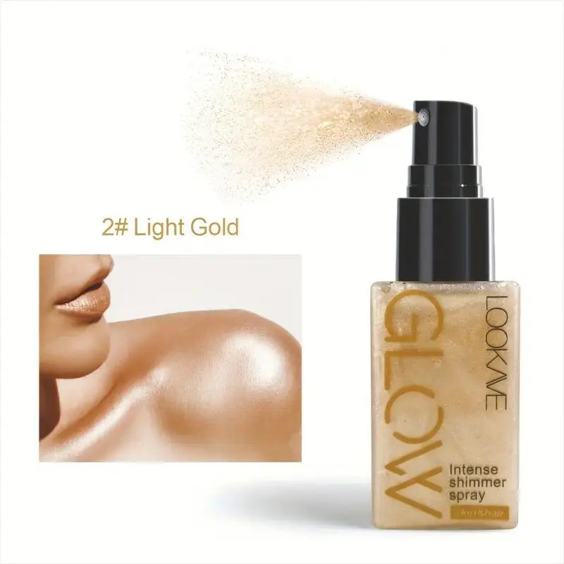 Pearlescent Glitter Spray Highlighter Powder, Multi Use Highlighter, Suitable for Face, Body, Neck, Makeup Enhancer, Shimmering Cosmetics, Long-Lasting Glow Seeker Highlighter