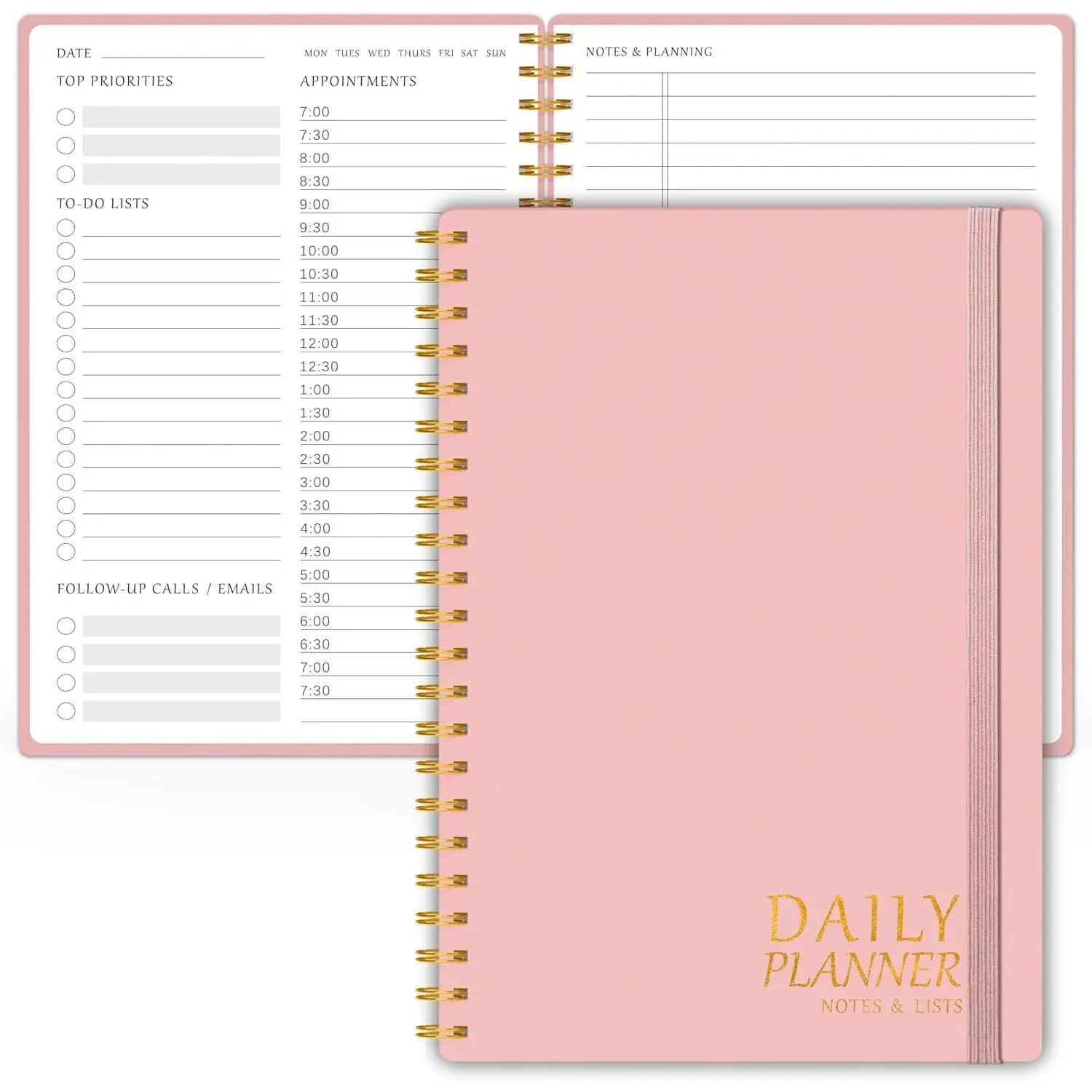 Daily Planner with Hourly Schedules, 5.5" x 8.5" -