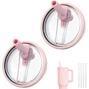 40oz Flip Straw Lid for  Traveler, Leak Proof Top Cap  for  Tumbler,  Dishwasher Safe Leak Resistant Cap with 4 Straws,  Accessories for Hydro Jug, *2