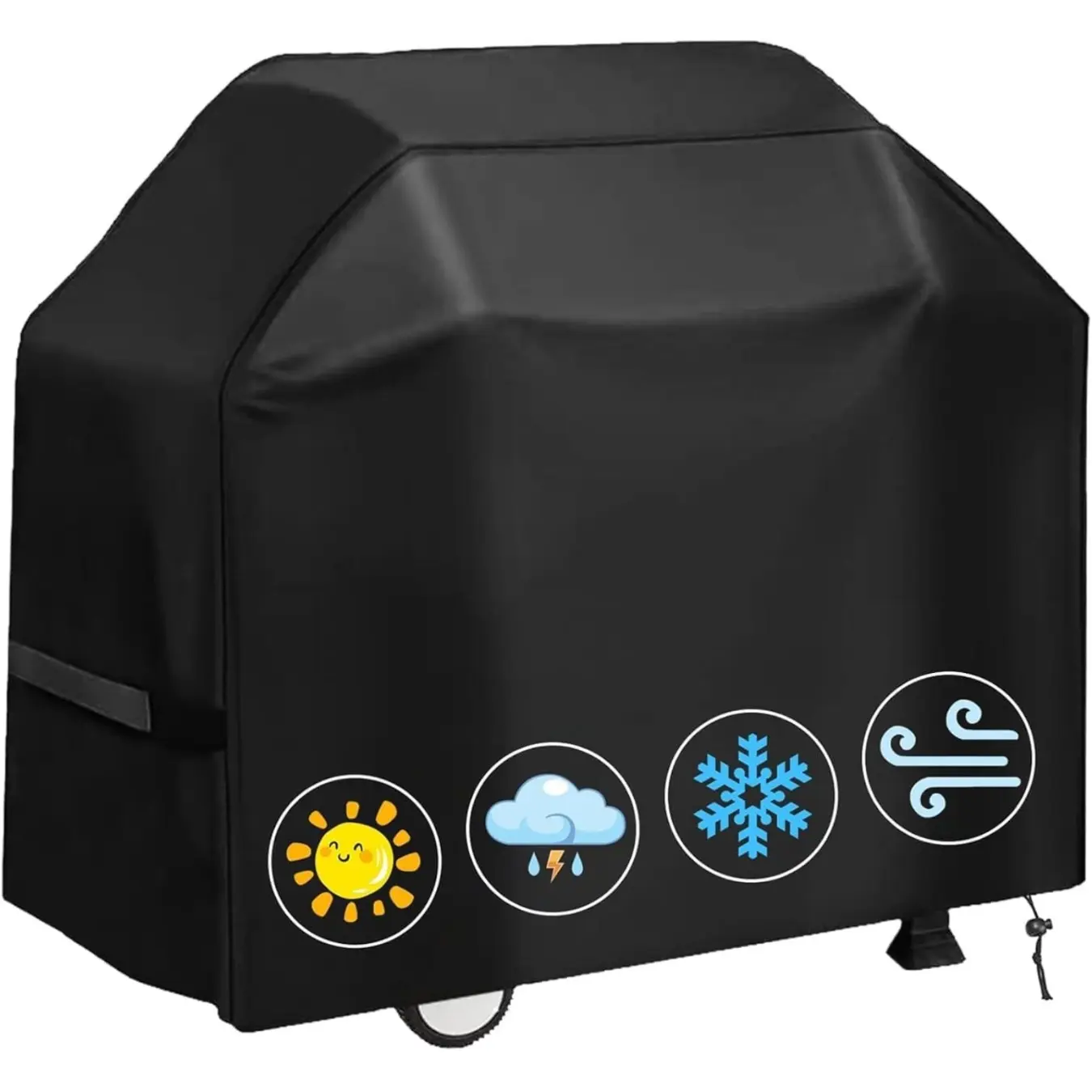 Grill Cover, BBQ Gas Grill Cover for Outdoor Gas BBQ Rip, Wind, UV, Dust &Fade Resistant Barbecue Cover with Hook-and-Loop Straps for Most Grills,Black