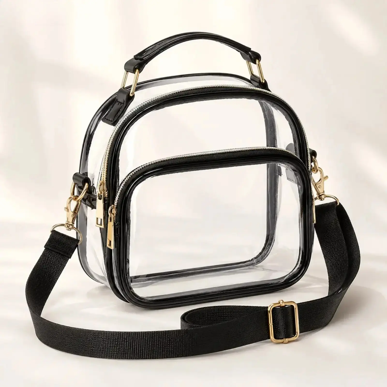 Women's Plain Transparent Crossbody Bag - Stadium Purse with Front Pocket, Adjustable Strap, Compact Design for Concerts, Sports Events, Daily Use