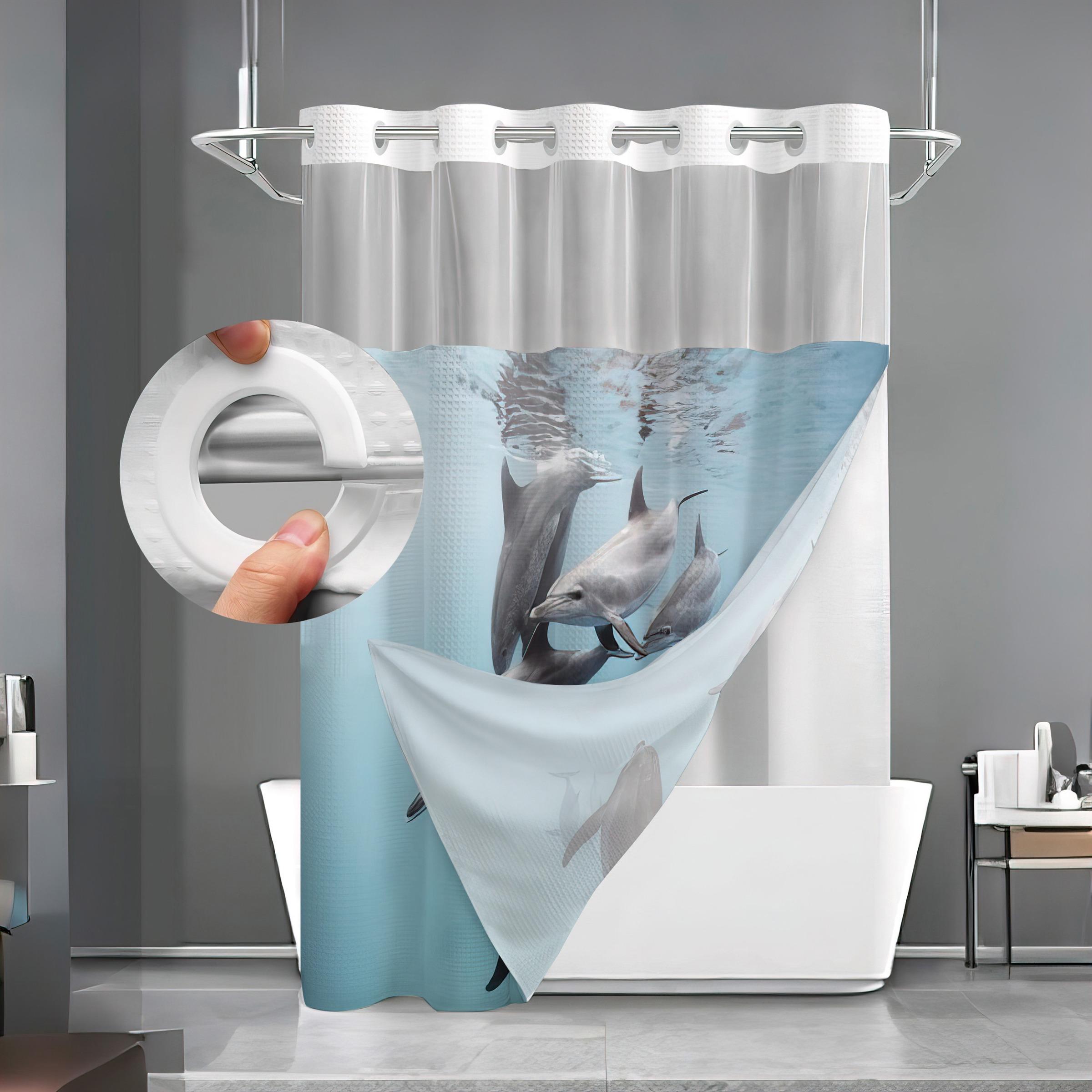 Marble Pattern Shower Curtain, Waterproof Bathroom Curtain with 12 Hooks, Bathroom Decor Supplies for Home, Hotel, Salon, Dormitory, Bathroom Accessory