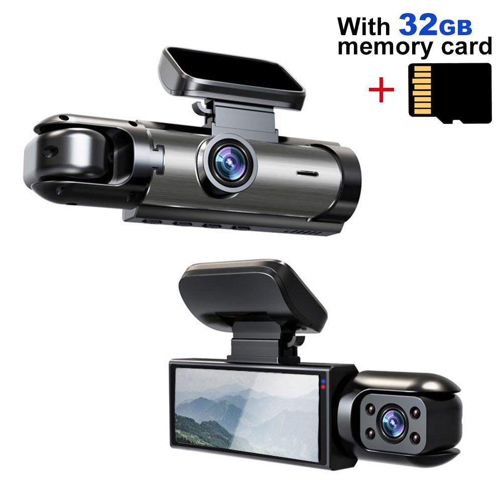 HD 1080P Car Dash Camera with 3.16 Inch IPS Screen, Front & Interior Dual-Lens Traffic recorder with Night Vision, Car Dashboard Wide Angle Driving Recorder, G Sensor, Loop Recording for Universal Car Camera, Car Dashcam