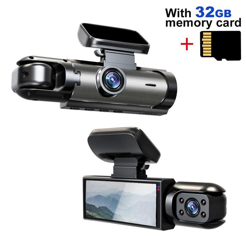 HD 1080P Car Dash Camera with 3.16 Inch IPS Screen, Front & Interior Dual-Lens Traffic recorder with Night Vision, Car Dashboard Wide Angle Driving Recorder, G Sensor, Loop Recording for Universal Car Camera, Car Dashcam