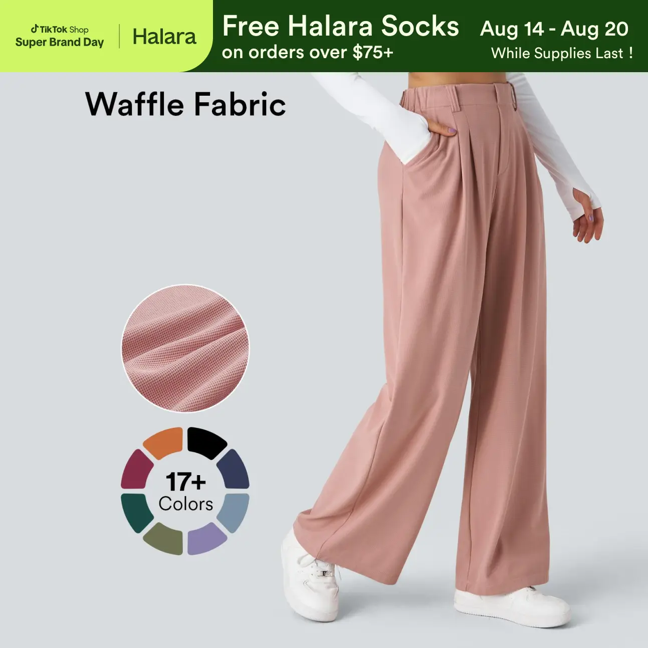 【Creator’s Pick】Halara Flex High Waisted Pocket Wide Leg Waffle Work Pants 【Creator’s Pick】Halara Flex High Waisted Pocket Wide Leg Waffle Work Pants