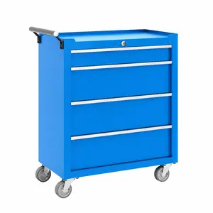 Heavy Duty Rolling Tool Chest with 4 Lockable Drawers – Metal Storage Cabinet Toolbox – Mobile Organizer with Wheels & Protective Liner – Secure Garage, Workshop, Warehouse Tool Storage