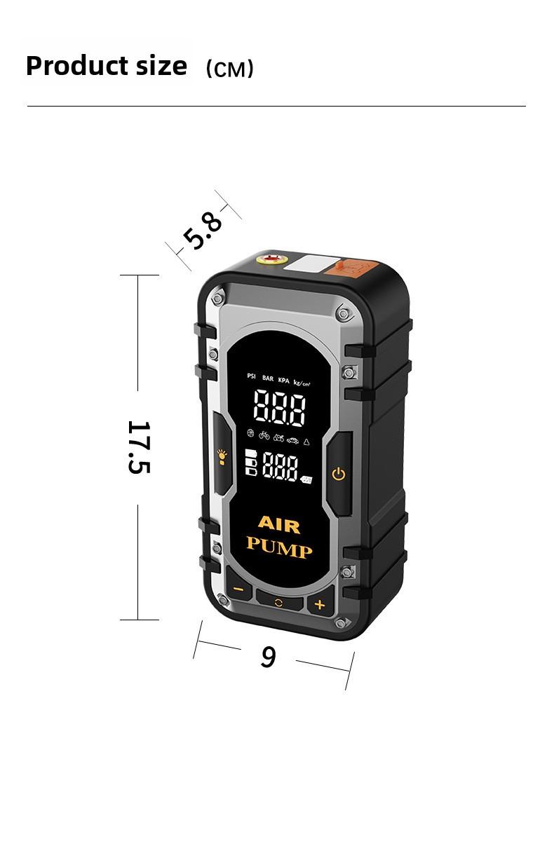 2-in-1 Portable Car Jump Starter & Tire Inflator with Emergency Light & Power Bank