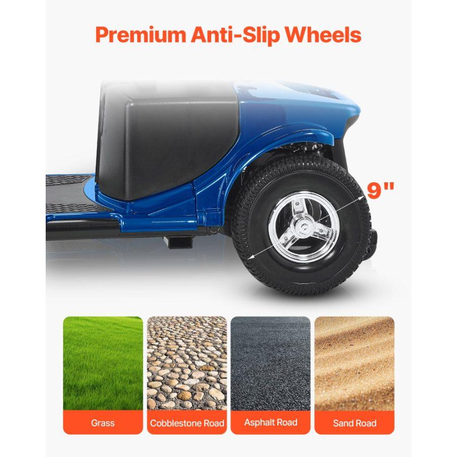 VEVOR Heavy-Duty 4 Wheel Mobility Scooter for Adults Seniors - Folding Electric Powered Mobility Scooter 12 Mile Long Range, Travel Scooter with 9 Climbing Capacity, 265lb Capacity