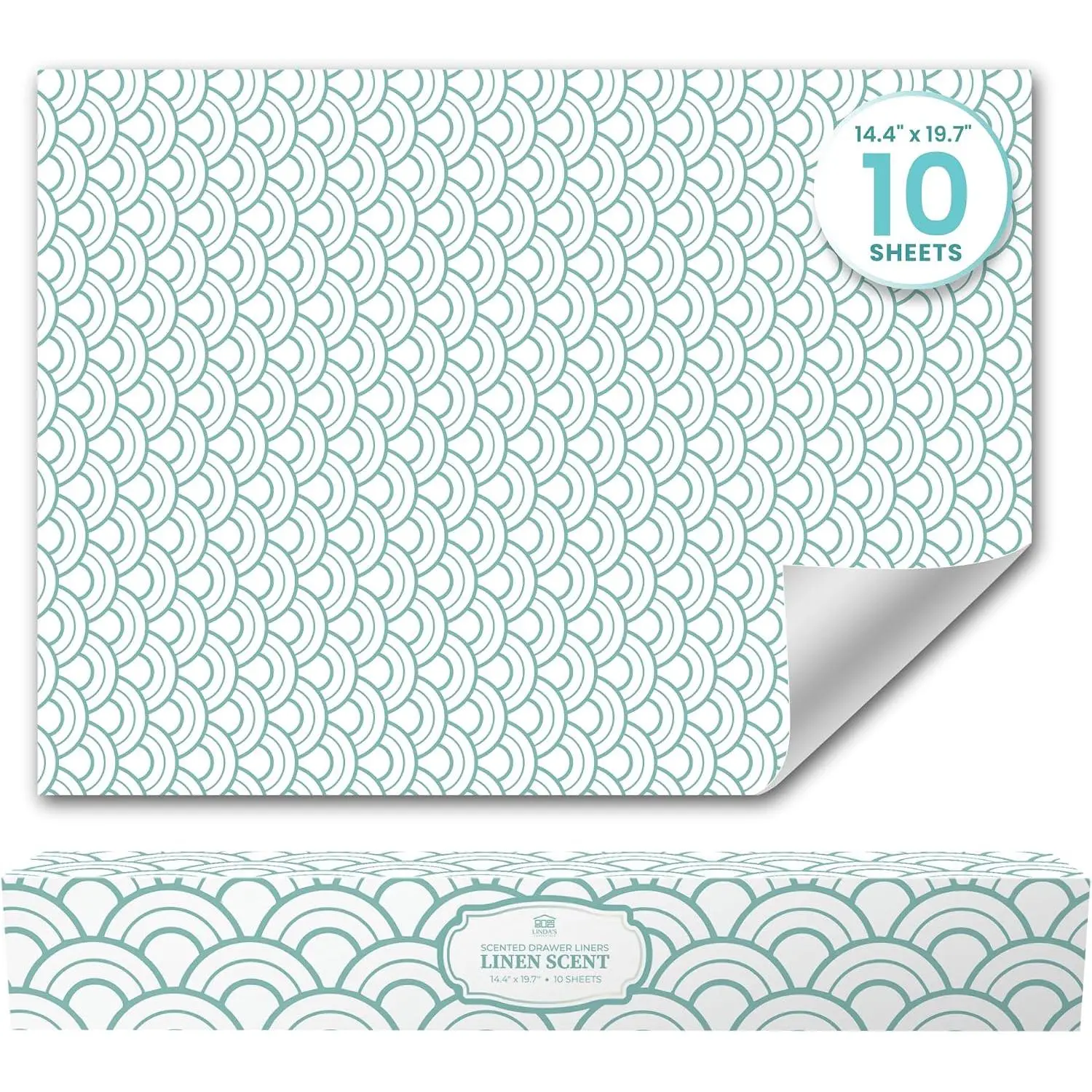 Linen Scented Drawer Liners for Dresser Drawers (10 Large Sheets, 19.7" x 14.4") - Non Adhesive Drawer Paper Liner for Bedroom Dresser & Closet Shelves by Linda’s