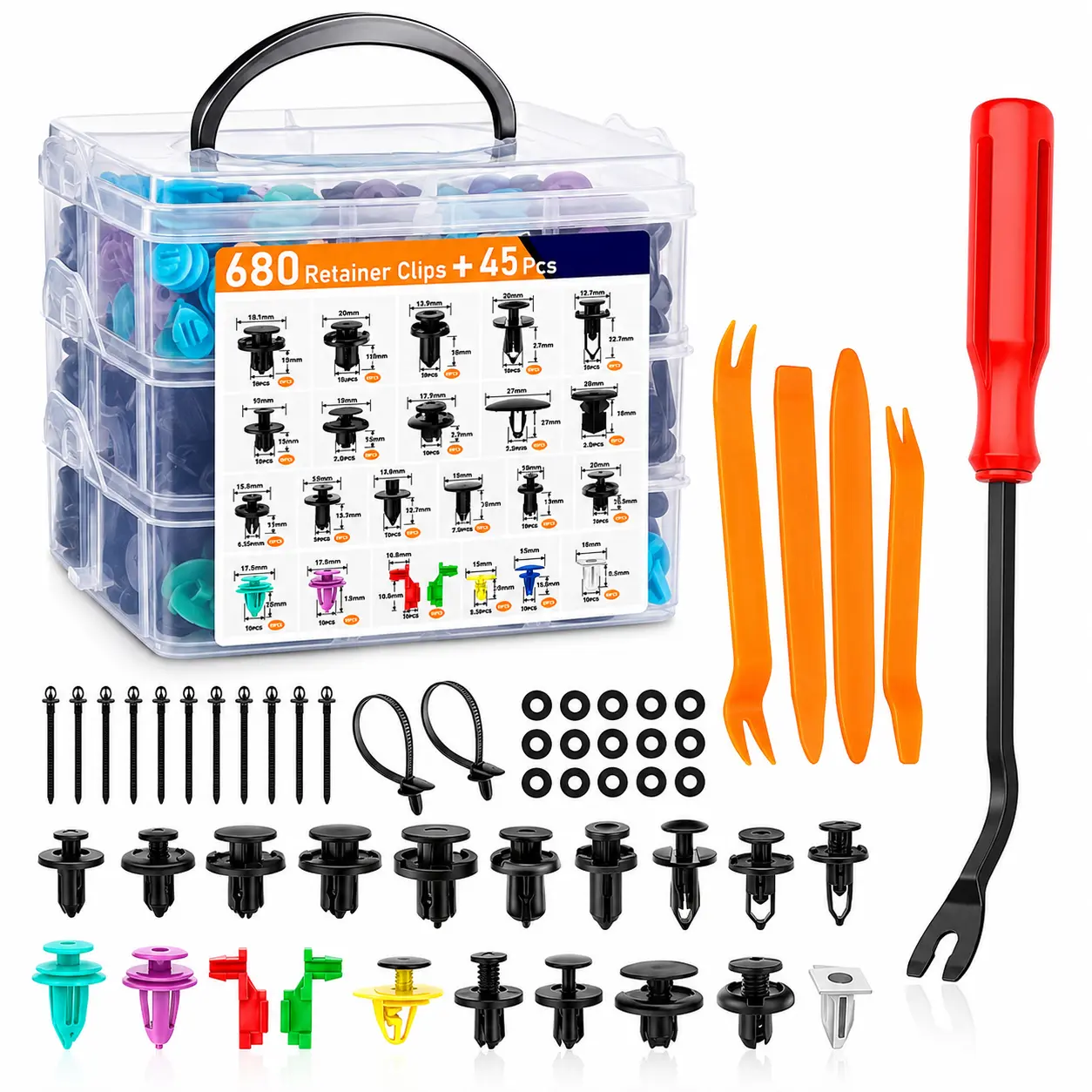 Heavy-Duty Sel-Locking Nylon Push Rivets - Versatile Fasteners or Automotive & Everyday Repairs removal plier braketoolkit automotive tool repair power tool toolbox, automotive truck accessories, TOOL electric car jack set-YY1