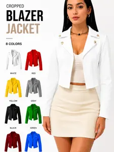 Women's Spring Autumn Short Suit Jacket Blazer Jackets Fitted, Collared Long Sleeve Cardigan, Fashion Elegant Business Casual, Daily Party Office Commute
