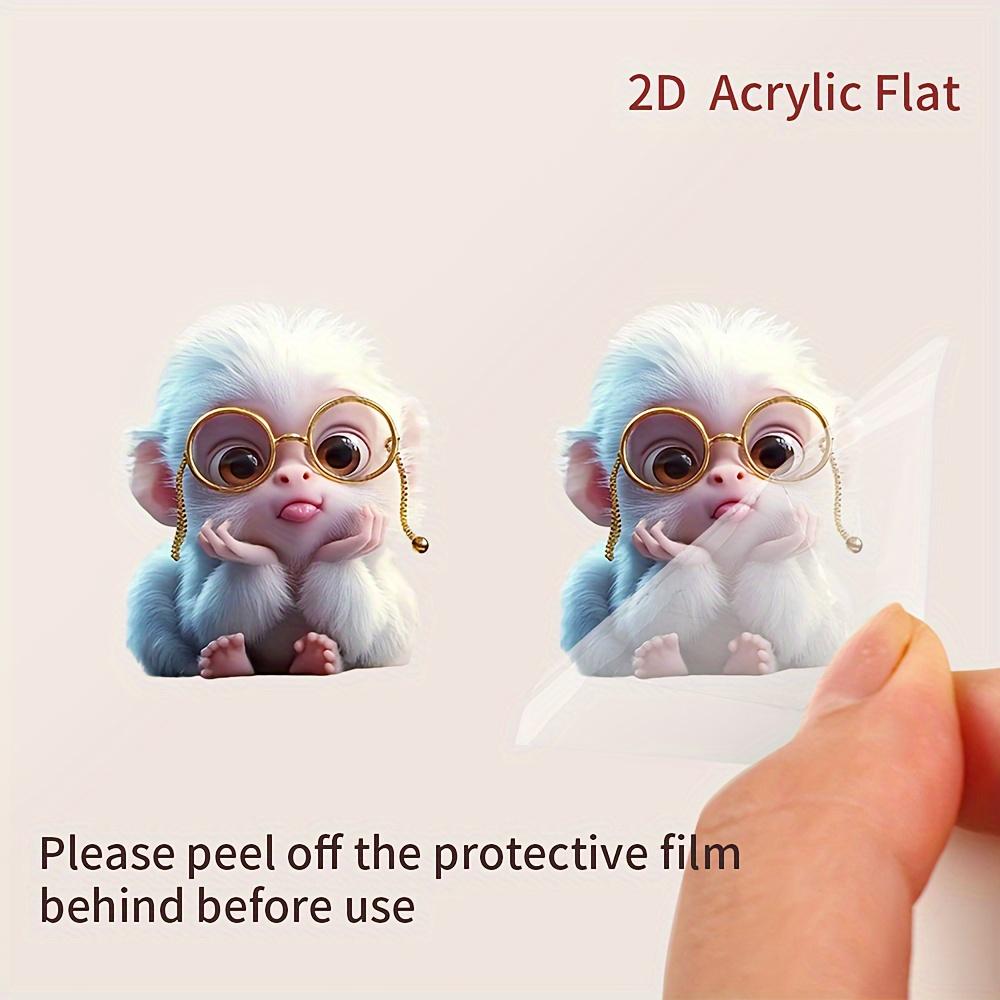Cute Monkey Car Air Vent Clip Freshener with 2 Aromatherapy Tablets – Adorable Cartoon Design, Acrylic Decoration for Fresh Car Interiors, Includes Glasses & Bubbles Illustration, Funny Car Air Freshener