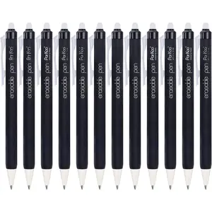 Retractable Erasable Gel Pens Clicker, 0.7mm Fine Point Erasable Pens, Make Mistakes Disappear for Writing Journaling Drawing Planner, Pack of 12, Black