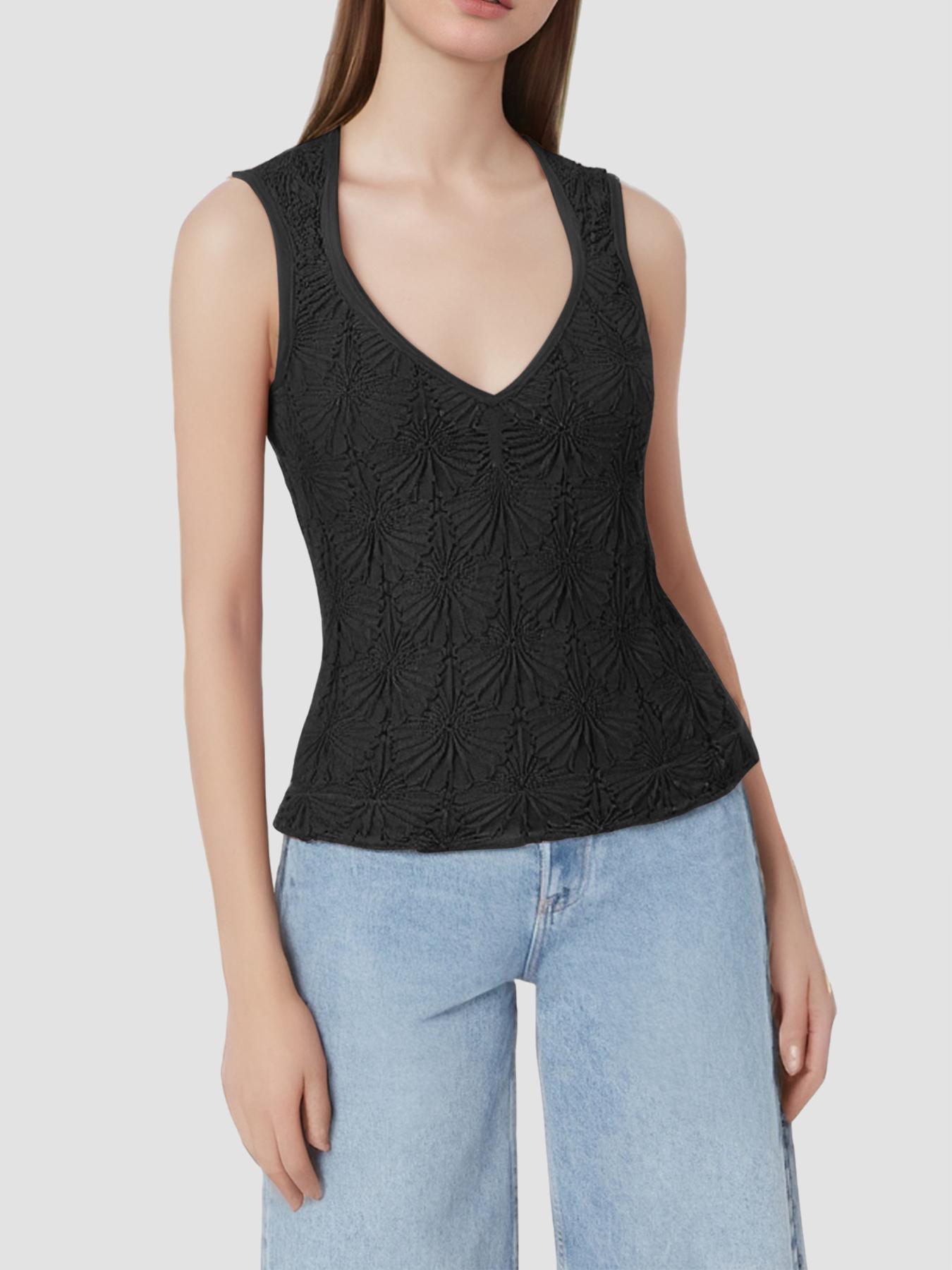 Women's Floral Embossed Sports Tank Top, Casual Solid Textured Sleeveless Sports Top for Yoga Gym Workout, Ladies Sportswear for All Seasons, Yoga Gym Activewear, Yoga Workout Vest