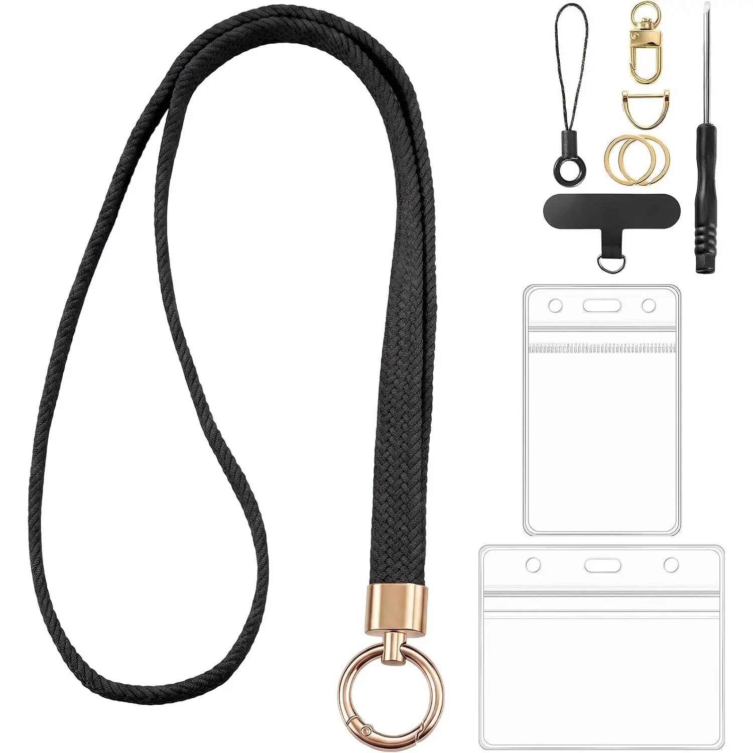 Stretchy Lanyard for ID Badges and , Lightweight Thin  Strap - Light Comfort with Metal Clasp for Teachers  Students Office Workers