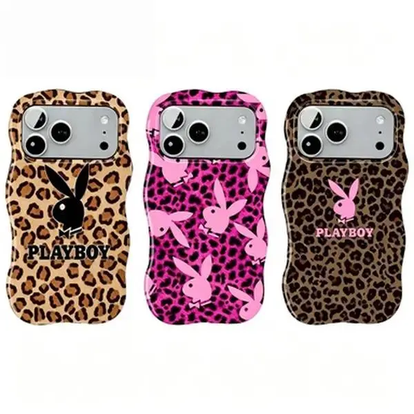 Playboy Coquette Leopard Print Bunny Graphic Kawaii Girly Trendy Protective Smartphone Casing, Mobile Phone Accessories with Screen Protector, Compatible with iPhone 11-17 Pro Max/Plus & Samsung Galaxy S23-25, Cellphone