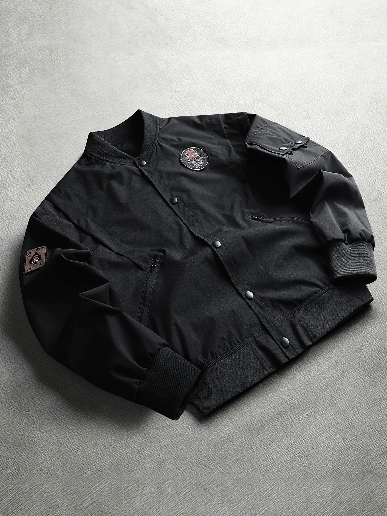 Autumn Winter Men's Classic MA1 Flying Baseball Jacket, Vintage, Multi Pocket Tactical Top, Durable Air Force Pilot Windbreaker, Street Wear, Daily Travel Hip Hop