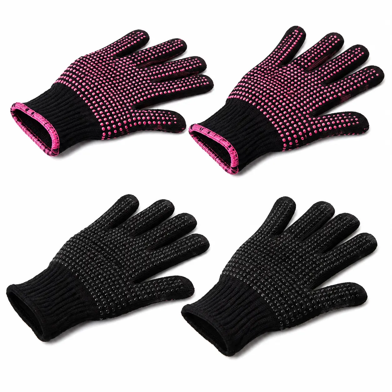 Heat-Resistant Silicone Gloves for Hair Styling Tools – Oven-Safe, Non-Slip, Flexible Heat Insulation Gloves for Curling Irons, Flat Irons, Hair Combs, and Kitchen Use – FDA-Approved Food-Grade Material