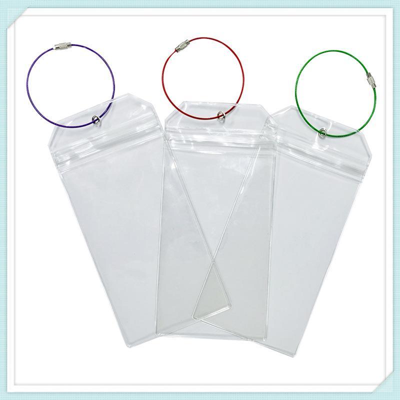 Clear Luggage Label Holder, 10pcs/set Waterproof Travel Luggage Tag Holder with Random Color Hanging Ring, for Identification Label, Travel Bag Label, Clear Visibility