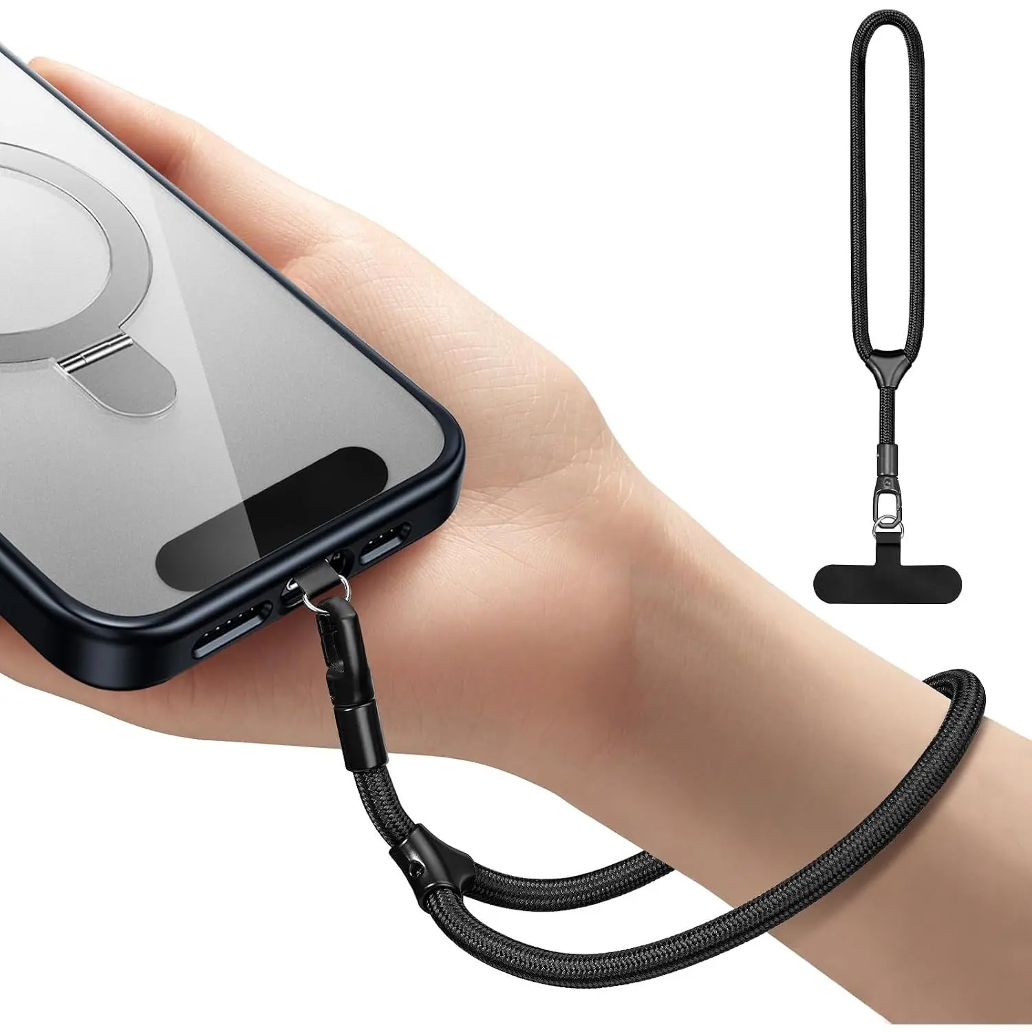 Phone Wrist Strap,  Adjustable Hand Wrist Strap Lanyard | Fits  Smartphones, Multifunctional Patch Lanyard with Phone Tether Tab for Women Men, Black
