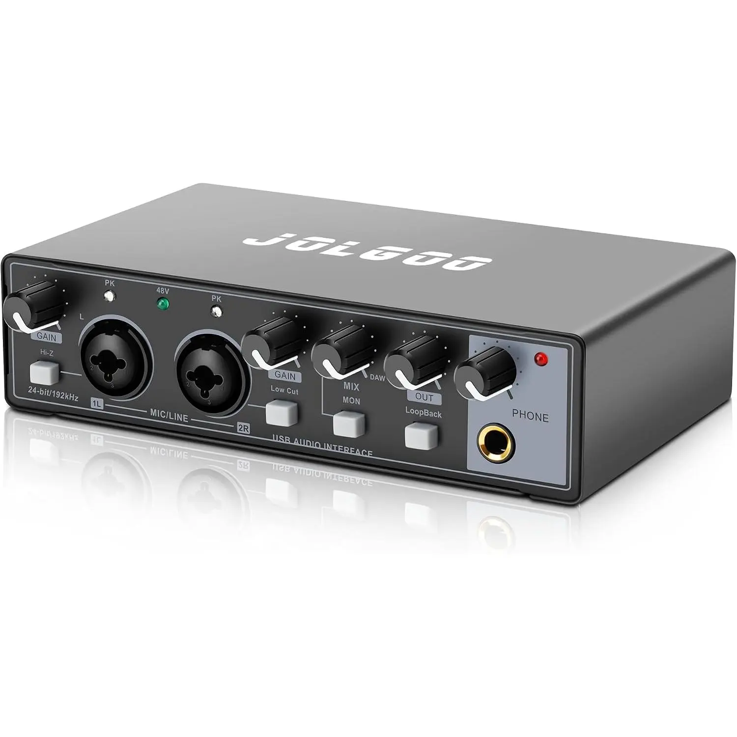2x2 USB Audio Interface, 24-Bit/192kHz Phantom Recording Card 2x2 USB Audio Interface, 24-Bit/192kHz Phantom Recording Card