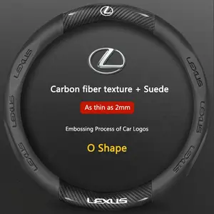 Car Steering Wheel Cover Carbon Fiber Embossed Anti-Slip Printing Protector Fits For Lexus ES200 ES260 ES300 RX300 LS500h GS300 IS250 IS300 CT200h LX570 GX NX UX Auto Interior Accessories