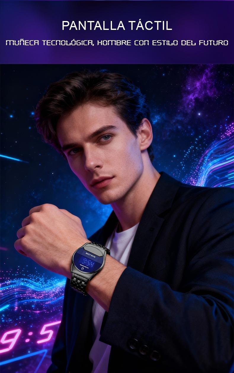 Touchscreen Racing Sport watch Luxury Mens Racing Sport​Iridescent diamond-shaped mirror surfacet WatchMultifunction Chronograph  Stainless Stee!Casual Business Stvle Perfect Giftfor Him fashionable wristwatch time display