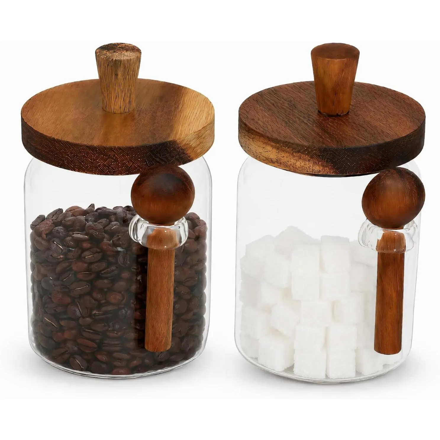 2 Pack Airtight Coffee Canister - Coffee Container with Scoop for Coffee Beans & Ground Coffee, Coffee Storage Jar for Countertop, Air Tight Coffee Bean Container