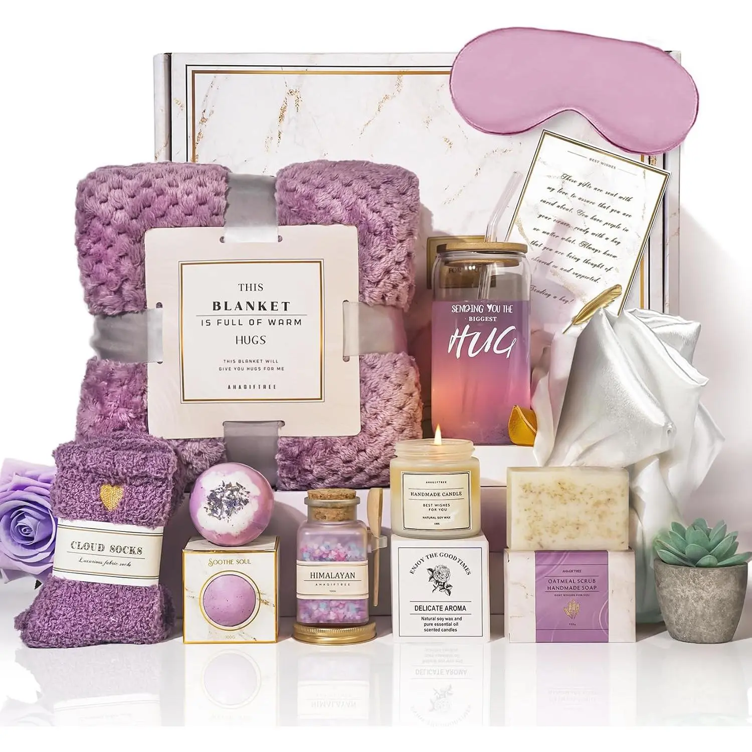 Gift Baskets For,12PC,Mother's Day Thinking Of you Gifts for,Care Package,Grief,Sympathy,thank you,Condolences (Purple)