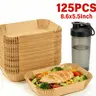 125Pcs Premium Non-Stick Air Fryer Baking Mats - Rectangular Oil-Block Long Basket Liners, Eco-Friendly Degradable High-Temp Pulp Parchment Sheets, Individually Packed for Everyday Kitchen Cooking, Enhances Cooking Efficiency, Baking Mat, Frying