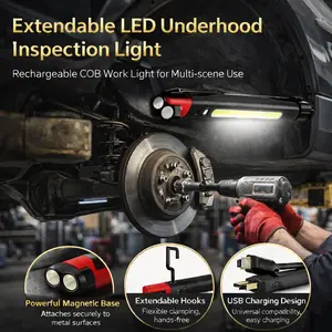 LED Magnetic Work Light for Car Repair, Super Bright Under Hood Inspection Lamp with Hook, 3 Light Modes, Durable ABS Auto Maintenance Flashlight (US Version)