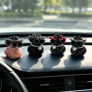 4-piece new sparkling diamond duck | Luxury car decorative statue for female drivers, car dashboard decoration, stylish office ornament, the ideal gift for car enthusiasts and drivers.