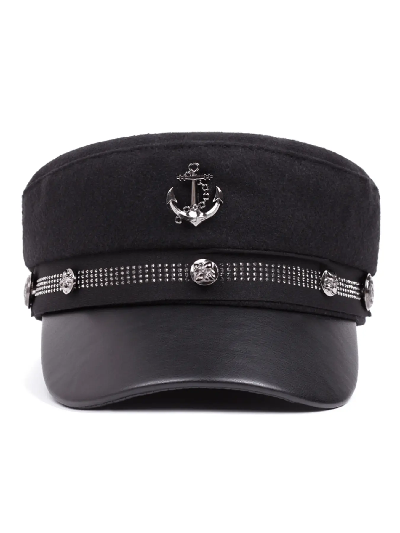 Classic Black Woolen Cadet Cap Comfort Flat Top Sailor Hat For Women Casual Outdoor Travel Traveling Cool Birthday Christmas Mother's Day Gift Present