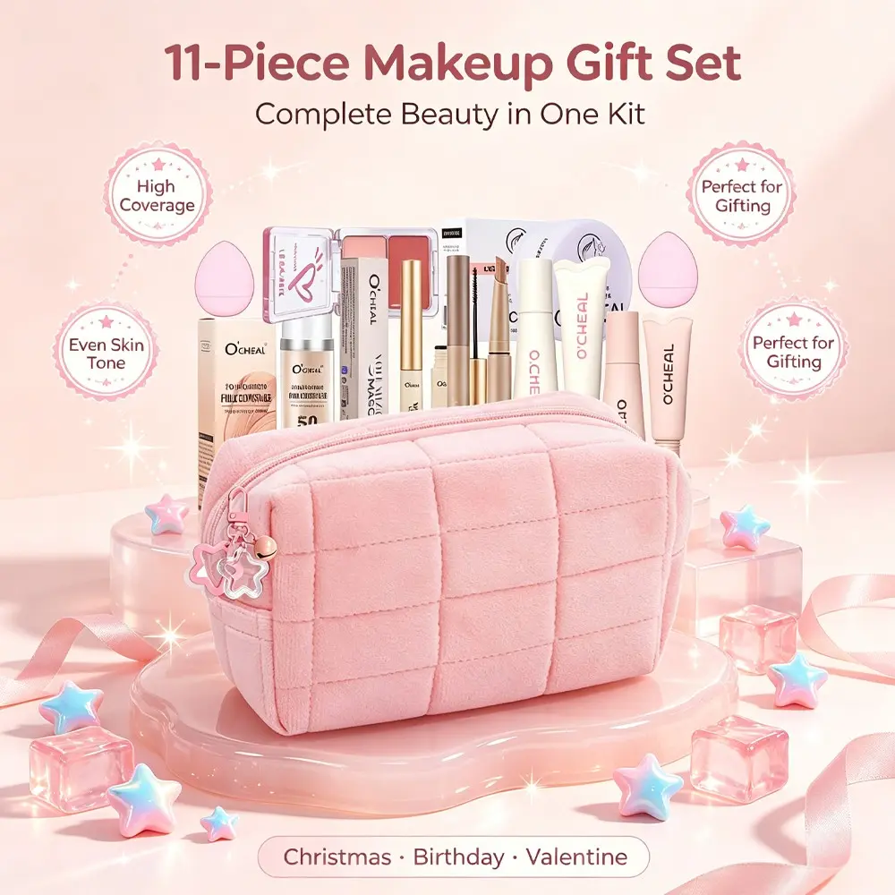 Best Makeup Set for Beginners, 11pcs Full Kit Foundation Blush Eyes, All in One Box, Perfect Christmas Gift for Her