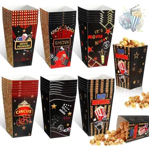 36 count Popcorn Containers Disposable Cardboard Popcorn Boxes 36 oz Buckets Holders Movie Night Party Favor  Containers for Movie Night Retro Theater Birthday Carnival Circus