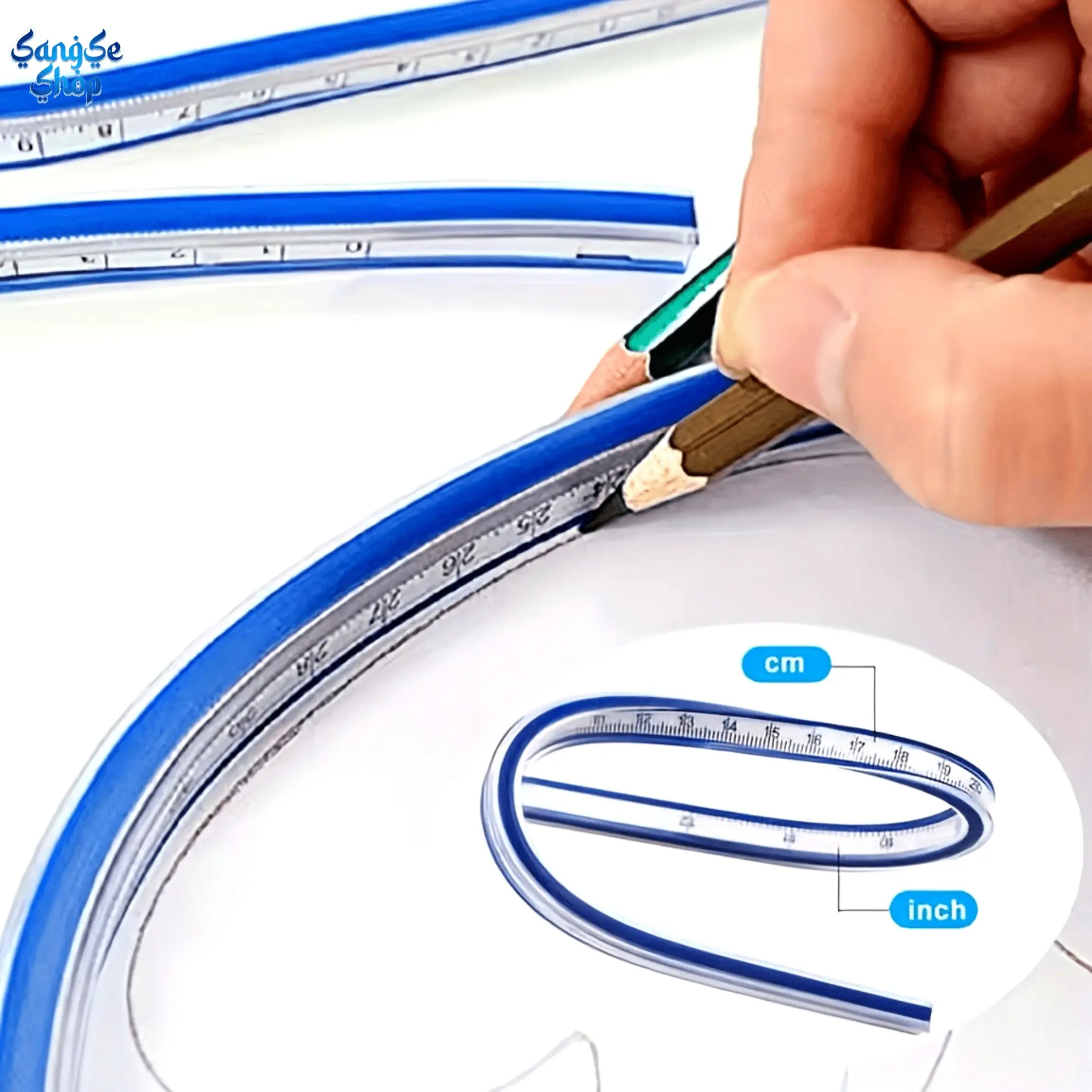Flexible Dual-Scale (cm-in) Curve Ruler, Bendable Transparent Elastic Edge Drawing Tool, Durable Portable Measurement Guide for Geometry Drafting, Craft Projects, Art Students, Yes
