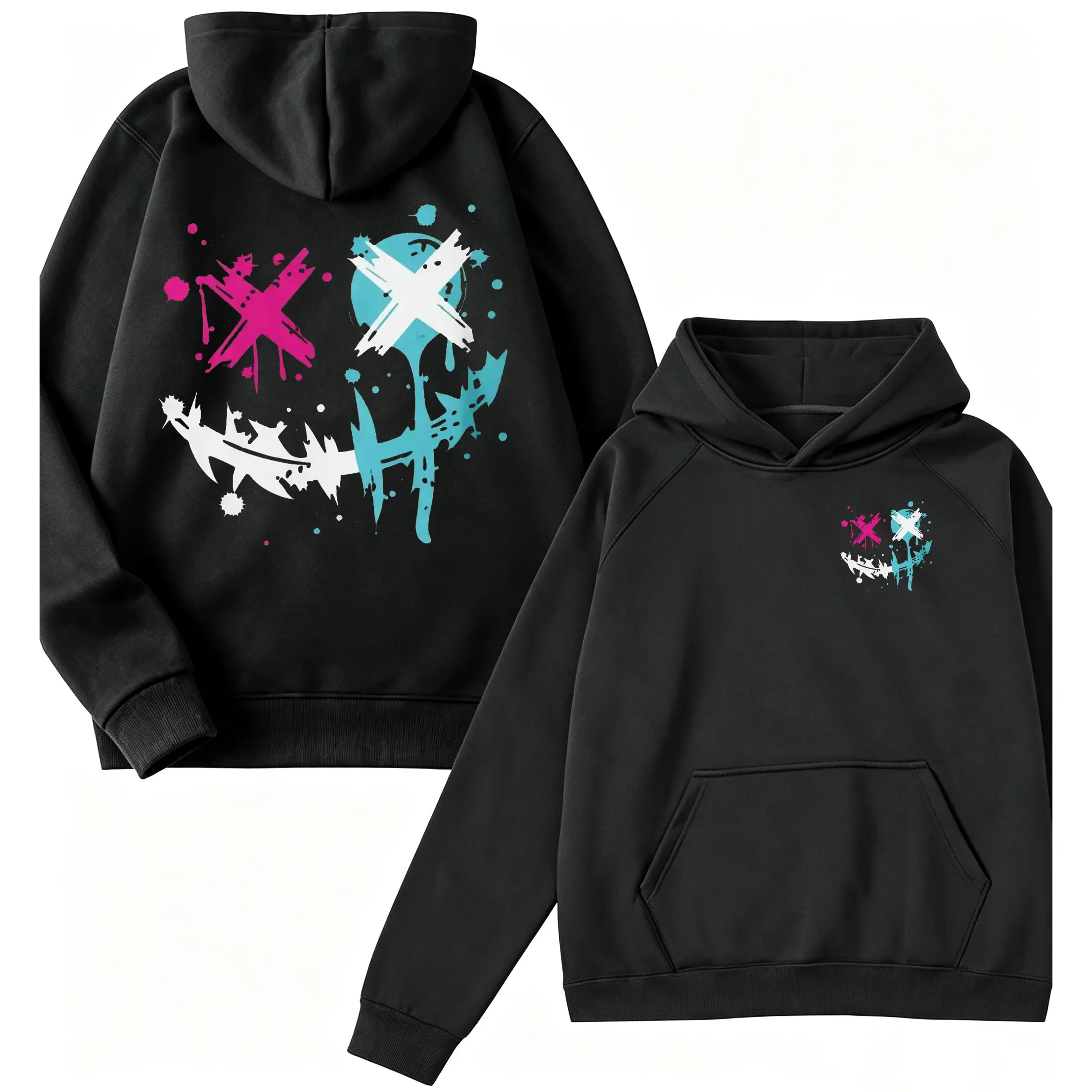 ✨ 🔥 Men's Fall Winter Streetwear Graffiti Smiley Print Hoodie, Casual Drawstring Hooded, Casual Fitted Design, Trendy Graphic Sweatshirt for Urban Style, Casual Fashion Sweatshirt, Funny Graphic Sweatshirt, Graphic Streetwear Clothing