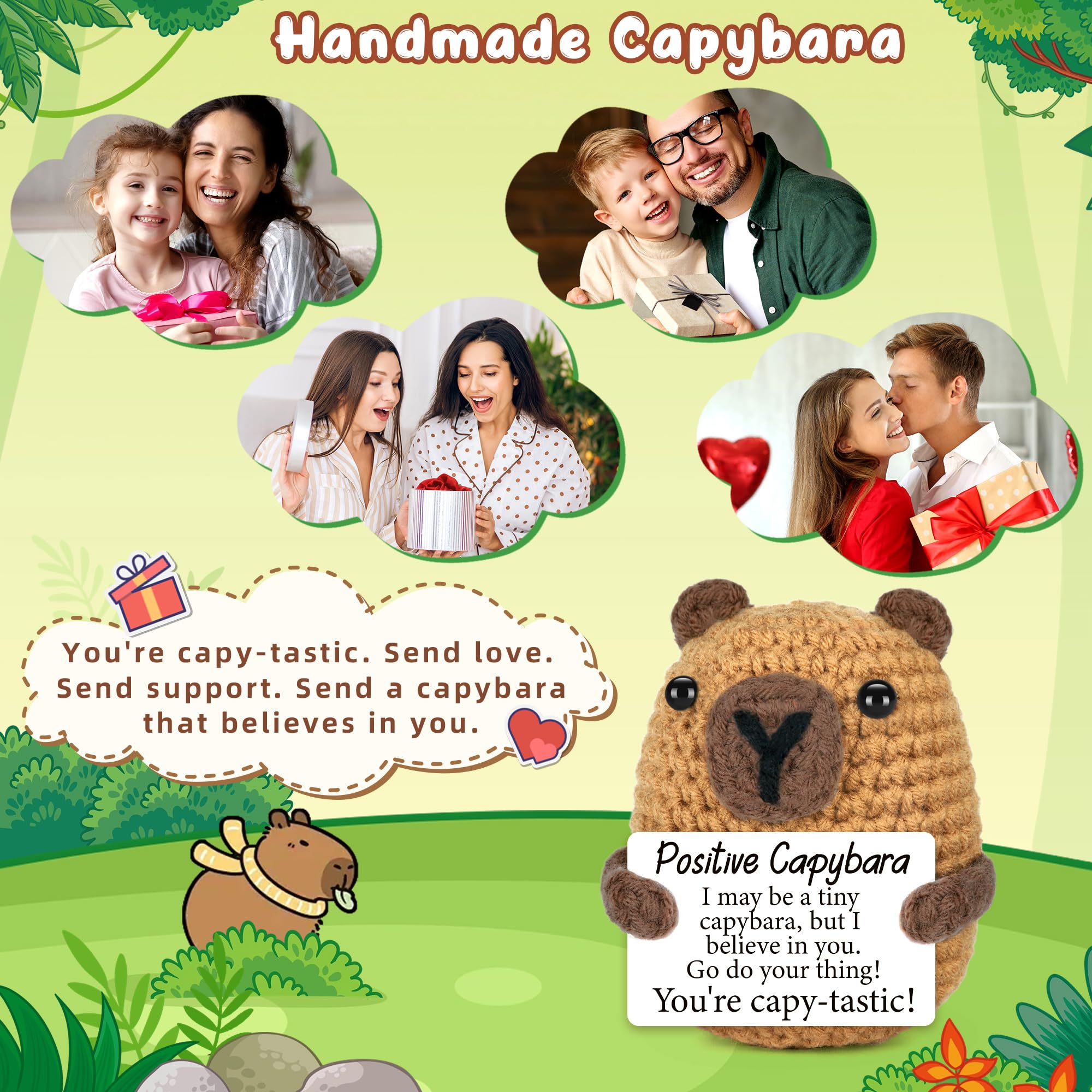 Cute Mini Hand-Knitted Capybara Plush Toy, Healing Emotional Support Doll, Soft Squeezable Stress Relief Decor, Perfect Christmas Presents, Holiday Gifts, Birthday Gifts for Women Men, Teacher Appreciation Gifts, Portable Bag Pendant, Desk Ornament, Warm