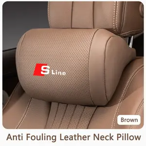 Car Neck Pillow Napa Leather Seat Headrest Auto Cloud Cotton Protector Cushion Automotive Fits For Audi Sline A1 A3 A4 A5 A6 A7 A8 Q3 Q5 Q7 RS S3 S4 S5 S6 S7 TT Auto Interior Accessories