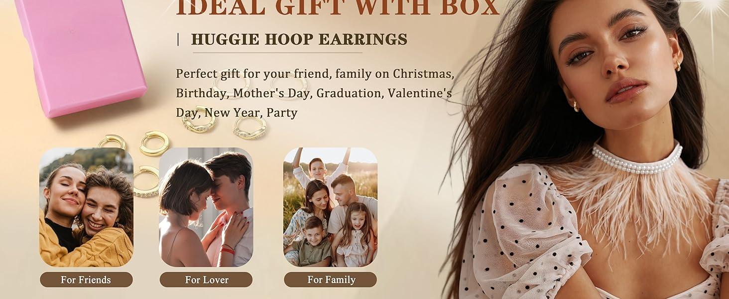 CASAIECA Hoop Earrings for Women Trendy 14K Gold Plated Huggie Earrings Hypoallergenic Cartilage Earring Stacks Cute Dainty Huggie Hoops Earring Sets for Multiple Piercing