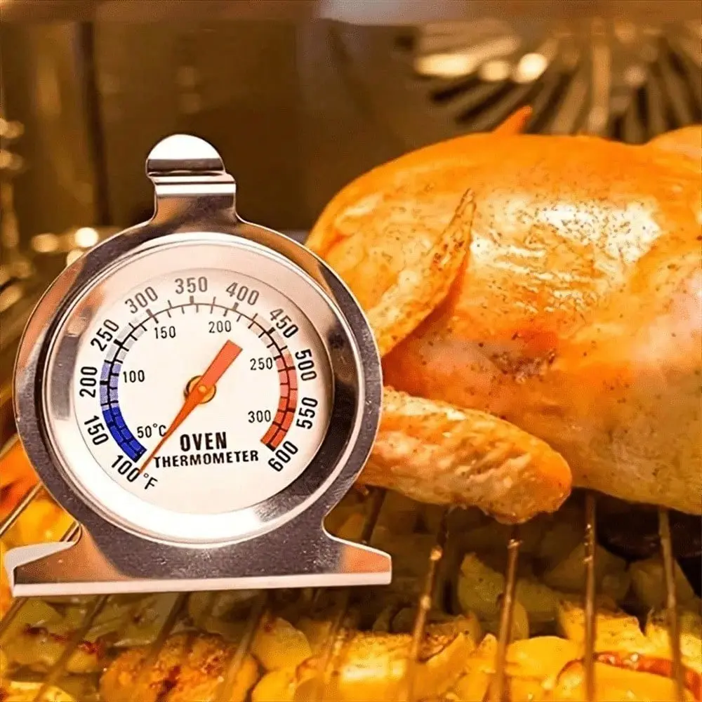 1 piece of oven/oven thermometer, temperature range 50-300°C/100-600°F.It is made of 430 stainless steel, high temperature and heat-resistant glass, automatic induction, and accurate temperature measurement.Suitable for kitchen cooking and baking