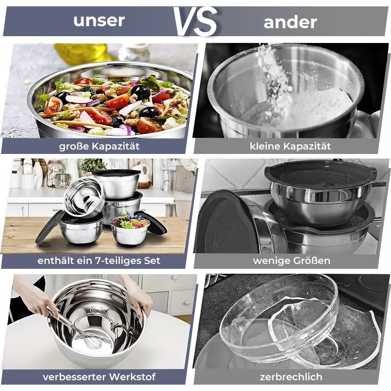 21Piece Mixing Bowls Set with Airtight Lids 7 Stainless Steel Kitchen Bowls 3 Grater Attachments Multifunctional Nesting Bowls for Baking Serving Food Prep Storage Space Saving Home Kitchen Gadgets