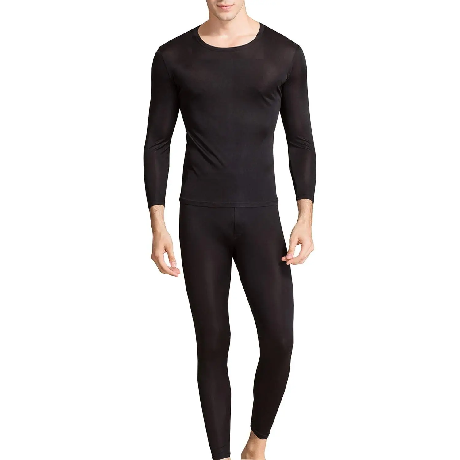 Silk Long Underwear Men's Mulberry Silk Long Johns Top and Bottom Thermal Underwear Set/Base Layer