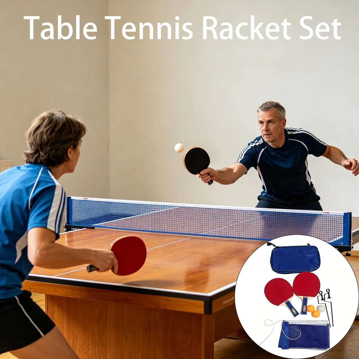 Table Tennis Training Set, Ideal Gift, Adult Training Equipment, Includes Paddle, Net, Stand, Balls, Perfect for Doubles Practice