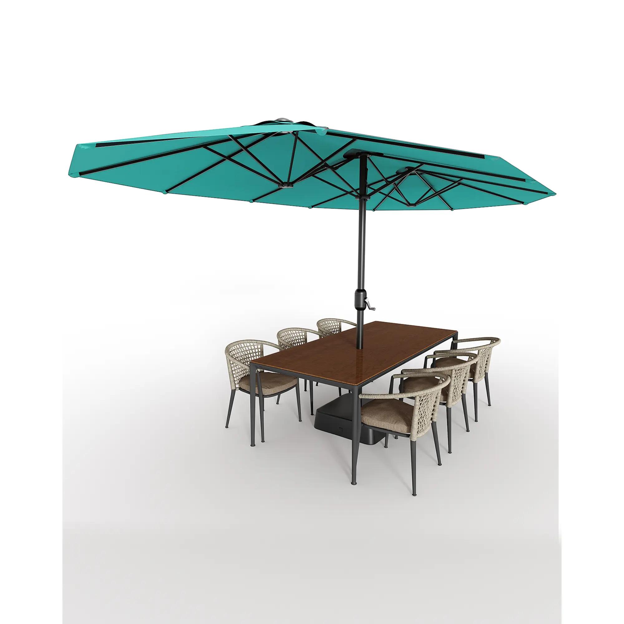 Sturdy Weight-Bearing Base Packaged Double-Sided Rectangle Patio Umbrella, 15ft Extra Wide Outdoor Sun Shelter with Full UV Protection, Perfect Fit for Backyard, Deck, Garden, Lawn & Pool Areas