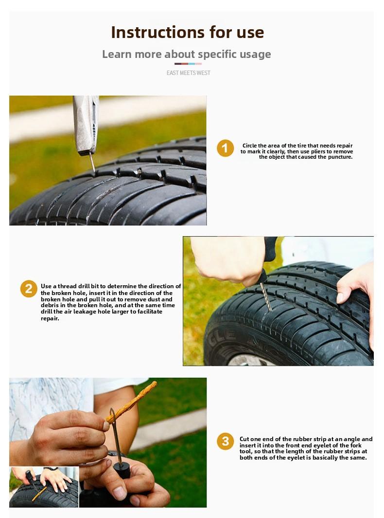 Emergency Tire Repair Kit - Portable Car Flat Tire Puncture Fix Tool Set for Roadside Rescue Emergency Tire Repair Kit - Portable Car Flat Tire Puncture Fix Tool Set for Roadside Rescue