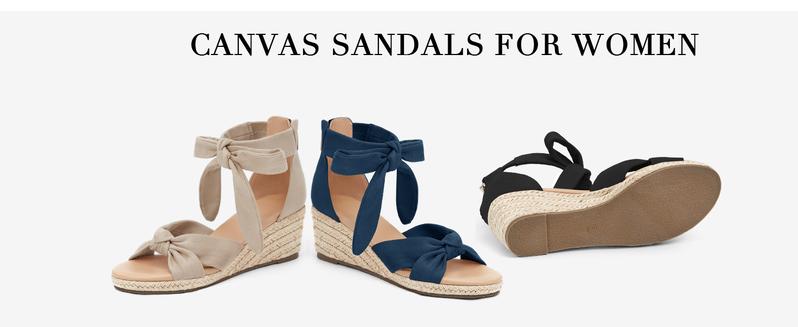 Fashare Womens Espadrilles Wedge Sandals Back Zipper Closure Open Toe Platform Ankle Strap Summer Dress Shoes with Bow