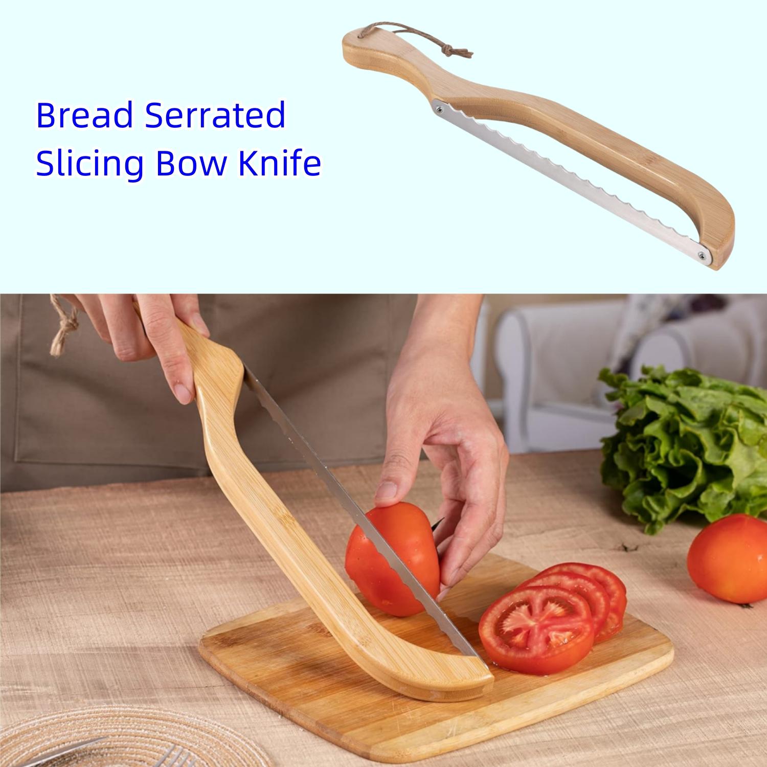 Wooden Bread Knife, 1 Count Stainless Steel Bread Slicing Knife with Hanging Rope, Bread Knife for Homemade Bread Sourdough Bread, Stainless Steel Knives