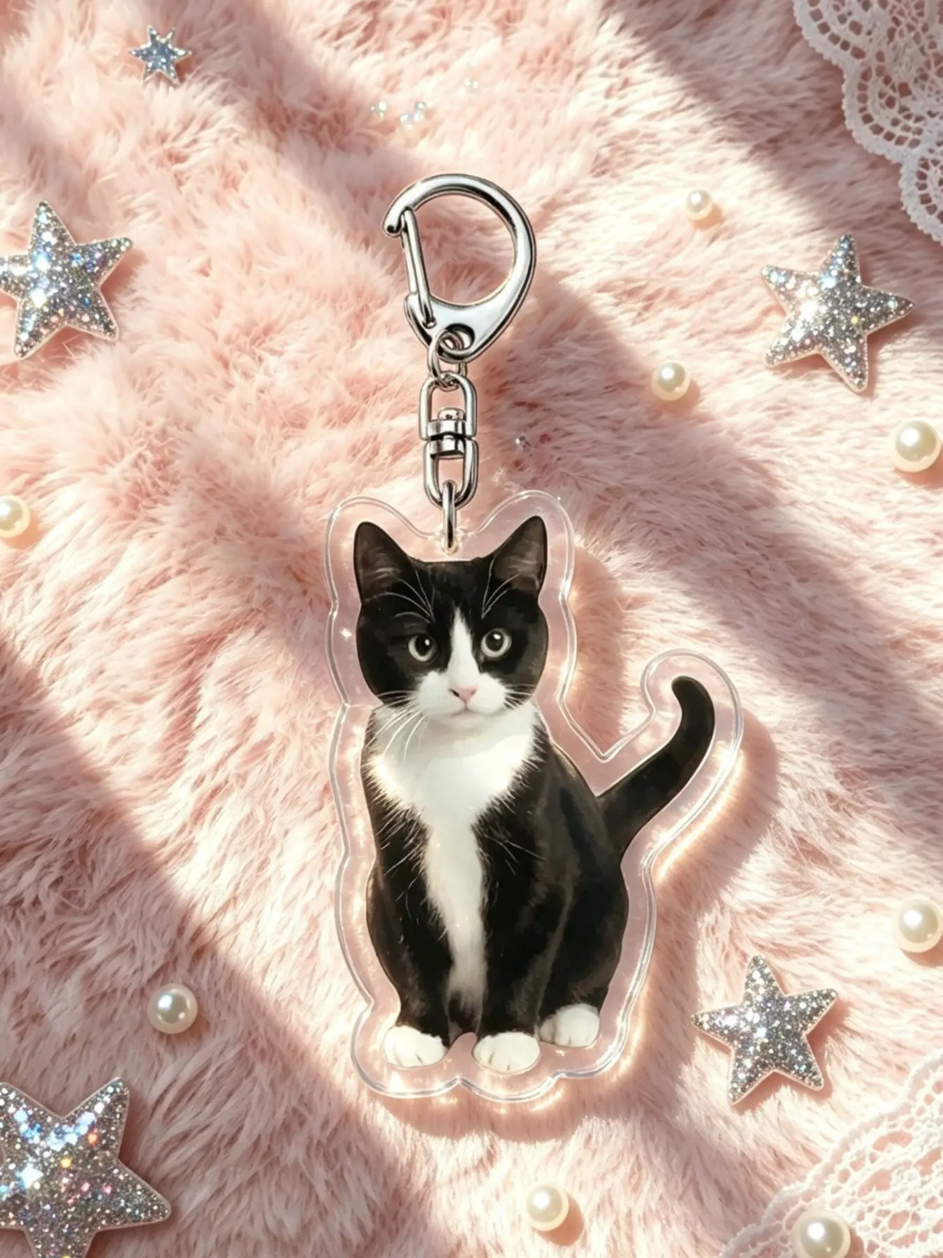 and Cat Keychain, Personalized Cute Animal Design, Casual Style Accessory, Perfect Gift for Pet Lovers, All Seasons Use