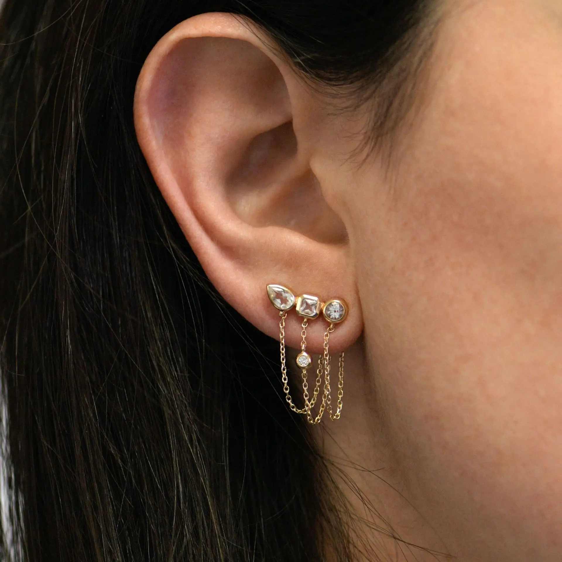 European and American jewelry stainless steel zircon fringed earrings earrings light luxury high-end earrings titanium steel jewelry